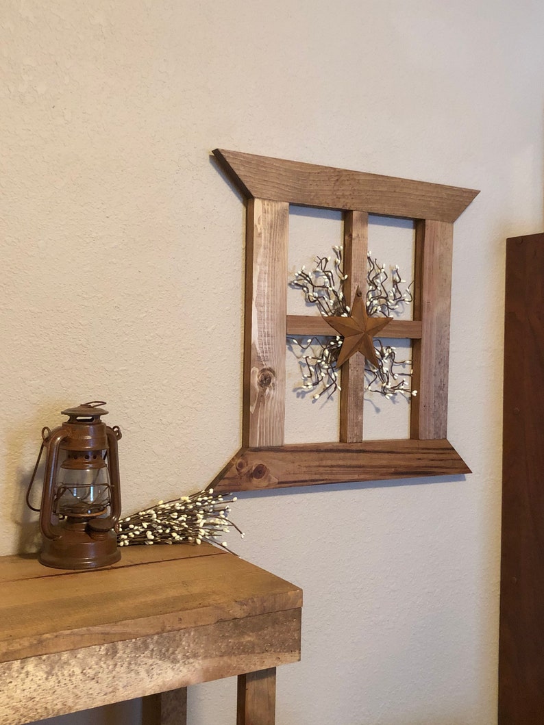 Rustic primitive wood window frame Rustic wall decor with pip Etsy
