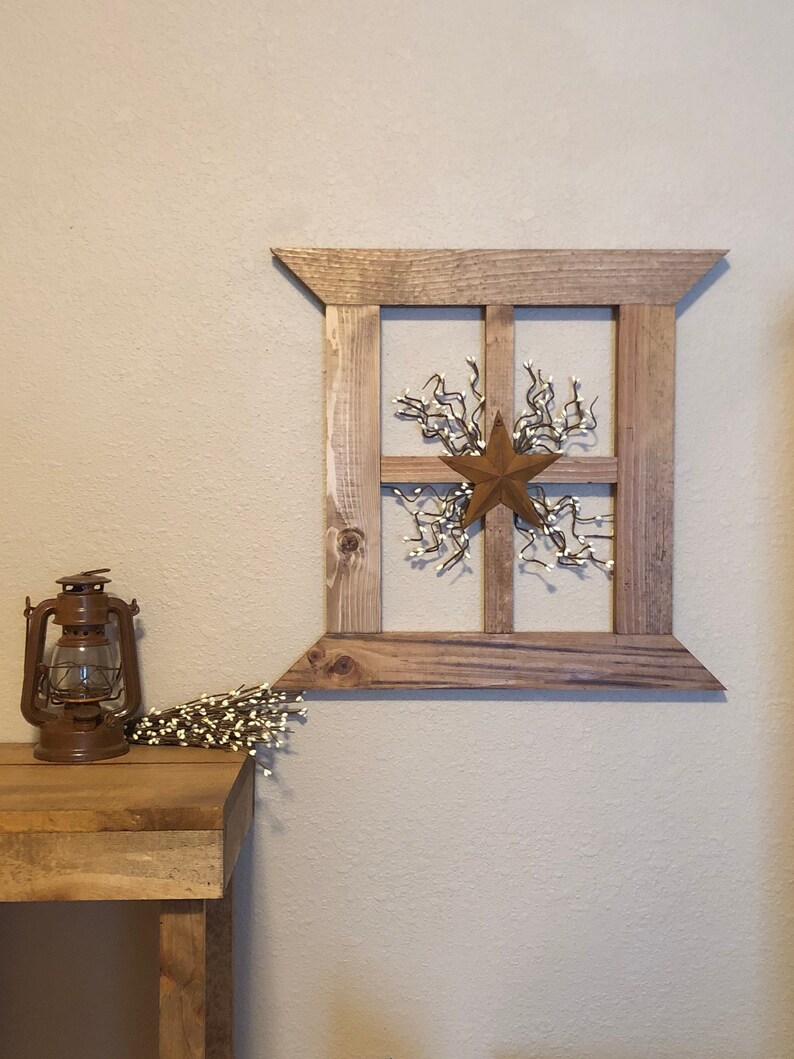 Rustic primitive wood window frame Rustic wall decor with pip Etsy