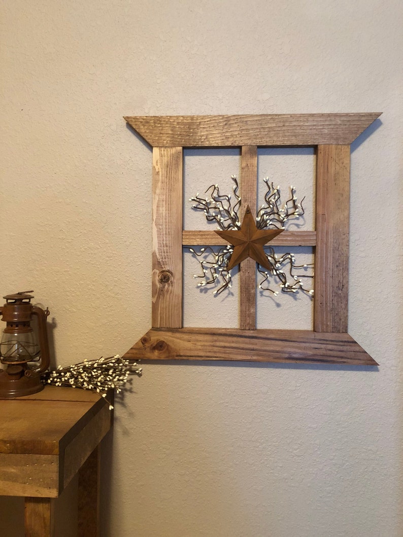 Rustic primitive wood window frame Rustic wall decor with pip | Etsy