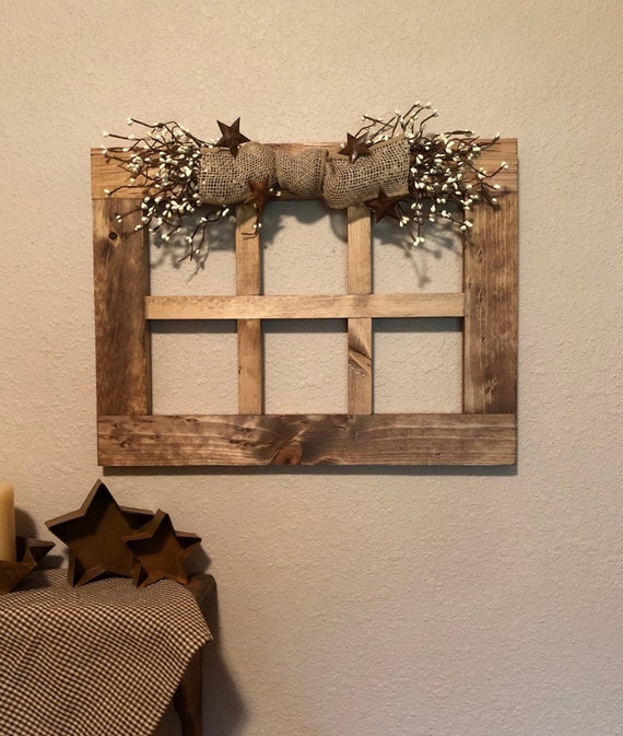 Rustic Wall Decor Small 6 Pane Wood Window Frame Primitive Etsy