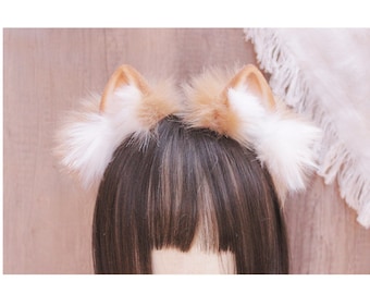 Pomeranian Dog Ears /  Puppy Faux Fur Ears / Brown Dog Ears