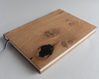 Handmade wooden notebook/sketchbook/guest book with rustic oak veneer