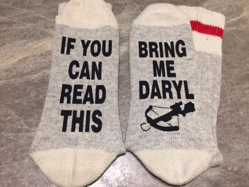 Bring Me Daryl If You Can Read This .. - with a Crossbow silhouette Word Socks - Funny Socks - Novelty Socks