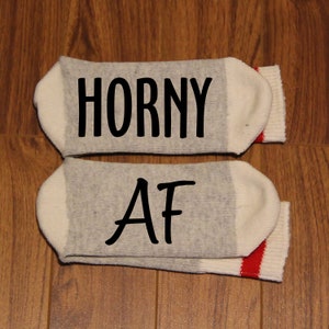 Horny ... AF (Word Socks - Funny Socks - Novelty Socks)