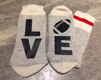 L O V E (Word Socks - Funny Socks - Novelty Socks) for Sports Fans