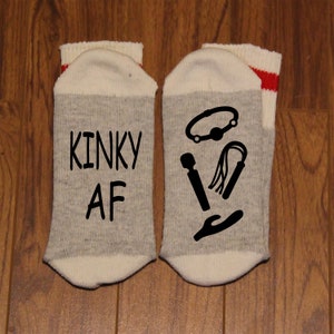 Kinky AF ... (sex Toy Silhouettes) (word Socks - Funny Socks - Novelty Socks) 