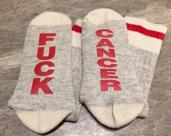 Fuck .... Cancer (Word Socks) Red