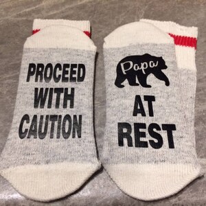 Proceed With Caution ... Papa Bear At Rest (Word Socks - Funny Socks - Novelty Socks)