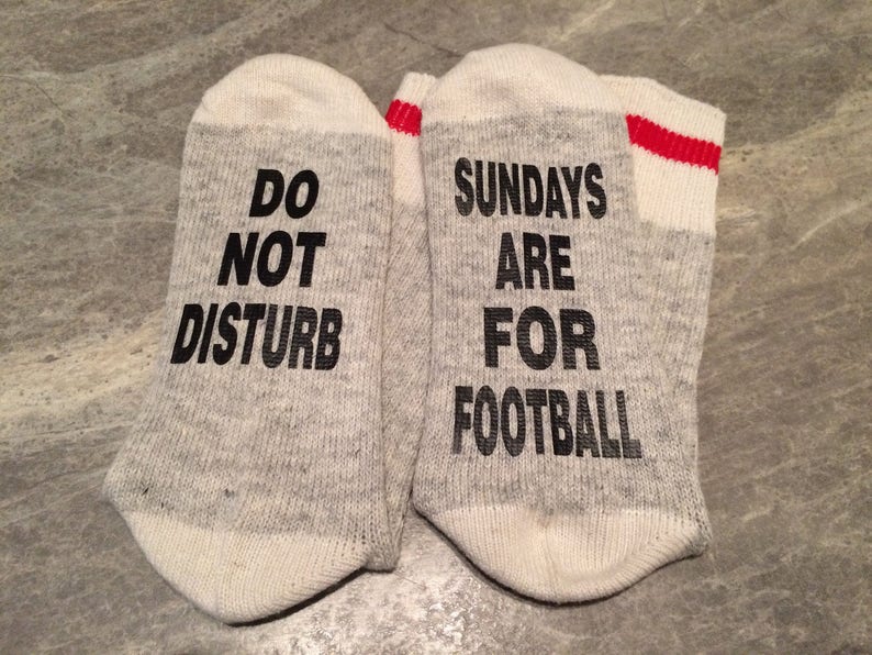 Do Not Disturb ... Sundays Are For Football Word Socks Funny Socks Novelty Socks image 1