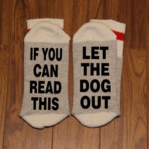 If You Can Read This ... Let The Dog Out (Word Socks - Funny Socks - Novelty Socks)