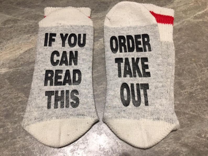 If You Can Read This ... Order Take Out Word Socks Funny Socks Novelty Socks image 1