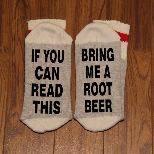 Wenn Du das lesen kannst ... Bring mir ein Root Beer (Wort-Socken - Lustige Socken - Neuheit-Socken)