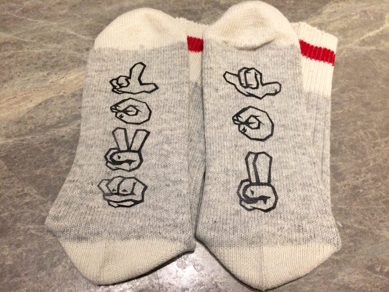 Love .. in Sign Language Word Socks - Funny Socks - Novelty Socks You