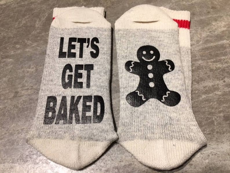 Let's Get Baked word Socks Funny Socks Novelty Socks Etsy Canada