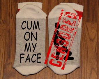 Cum On My Face ... (Sex Position Silhouette) (Word Socks - Funny Socks - Novelty Socks)