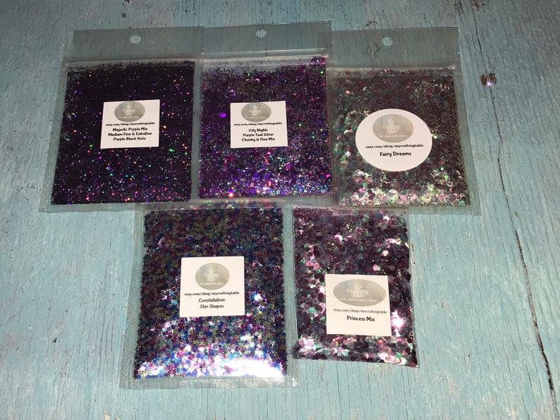 Star Stars Purple Fairy Princess Pink Blue Mix Holographic Iridescent Mix Chunky Glitter Bundle Polyester Glitter Bundle Mystic Mixes