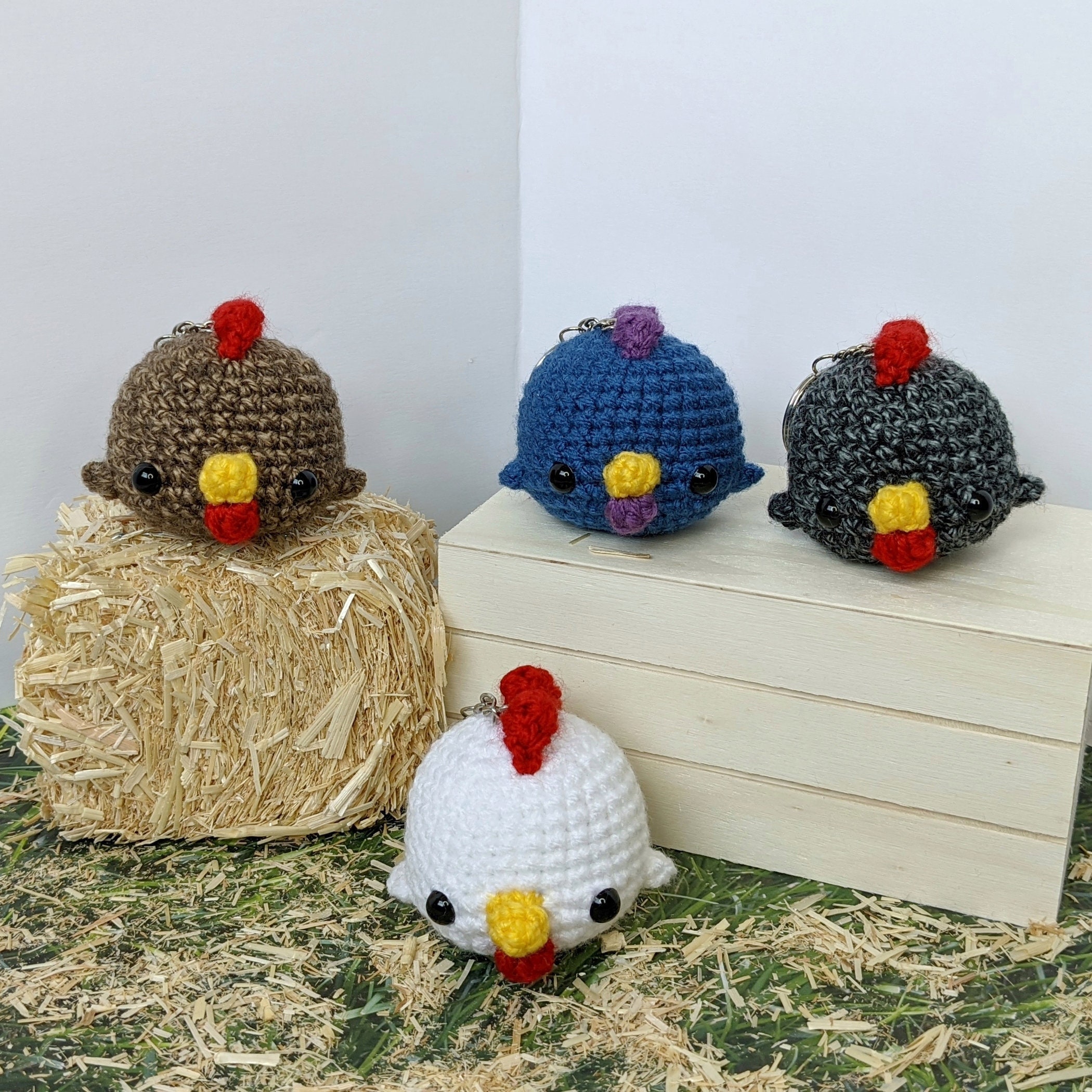 Cute Chicken Keychain Crochet Amigurumi Keychain Farm Animal - Etsy