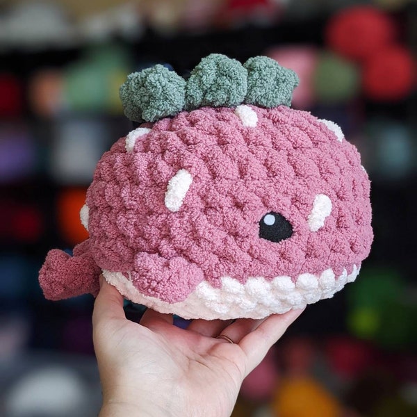 Chonky Strawberry Whale, Blanket Yarn Amigurumi, Chunky Whale Stuffed Animal, Handmade Gift, Southern Paragon