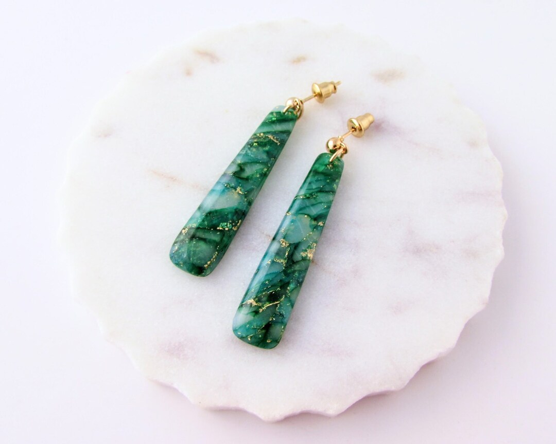 Handmade Polymer Clay Quartz Earrings Dainty Dangles in Etsy