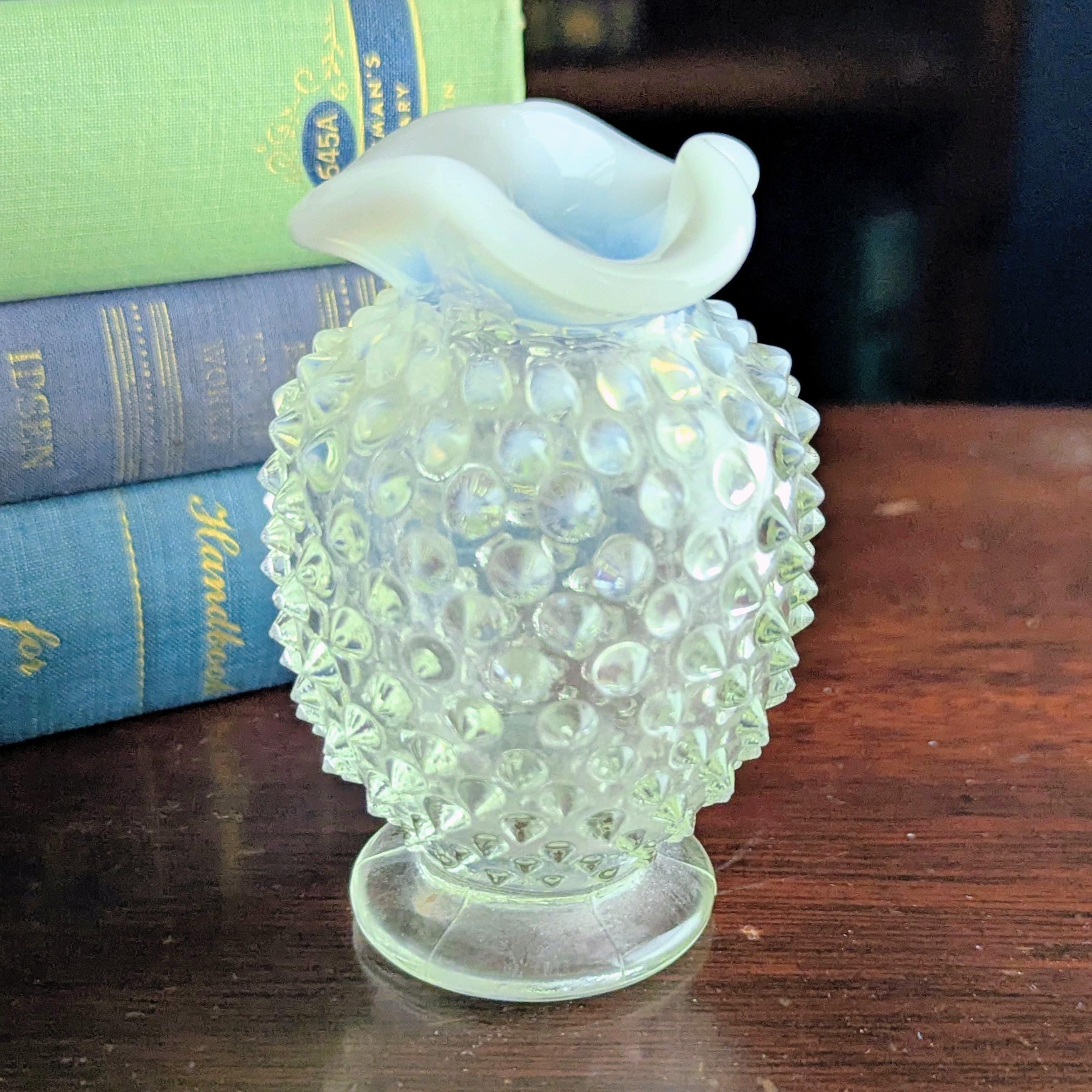 Small White and Clear Fenton Vase - Etsy
