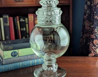 Vintage Large Apothecary Jar | Tiffin Franciscan Dakota Glass Cane Pattern with Lid | 14" Tall
