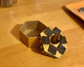 Golden Mosaic Box with Tiger Eye Handle