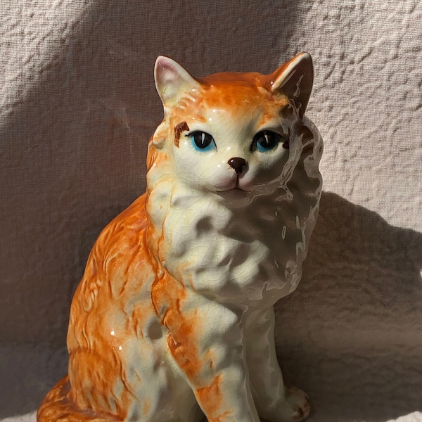 Vintage Japanese 1950’s Orange Cream Cat Figurine by Nippon Yoko Boeki Co