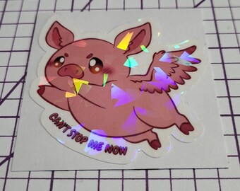 Flying Pig Sticker || Holographic Stickers