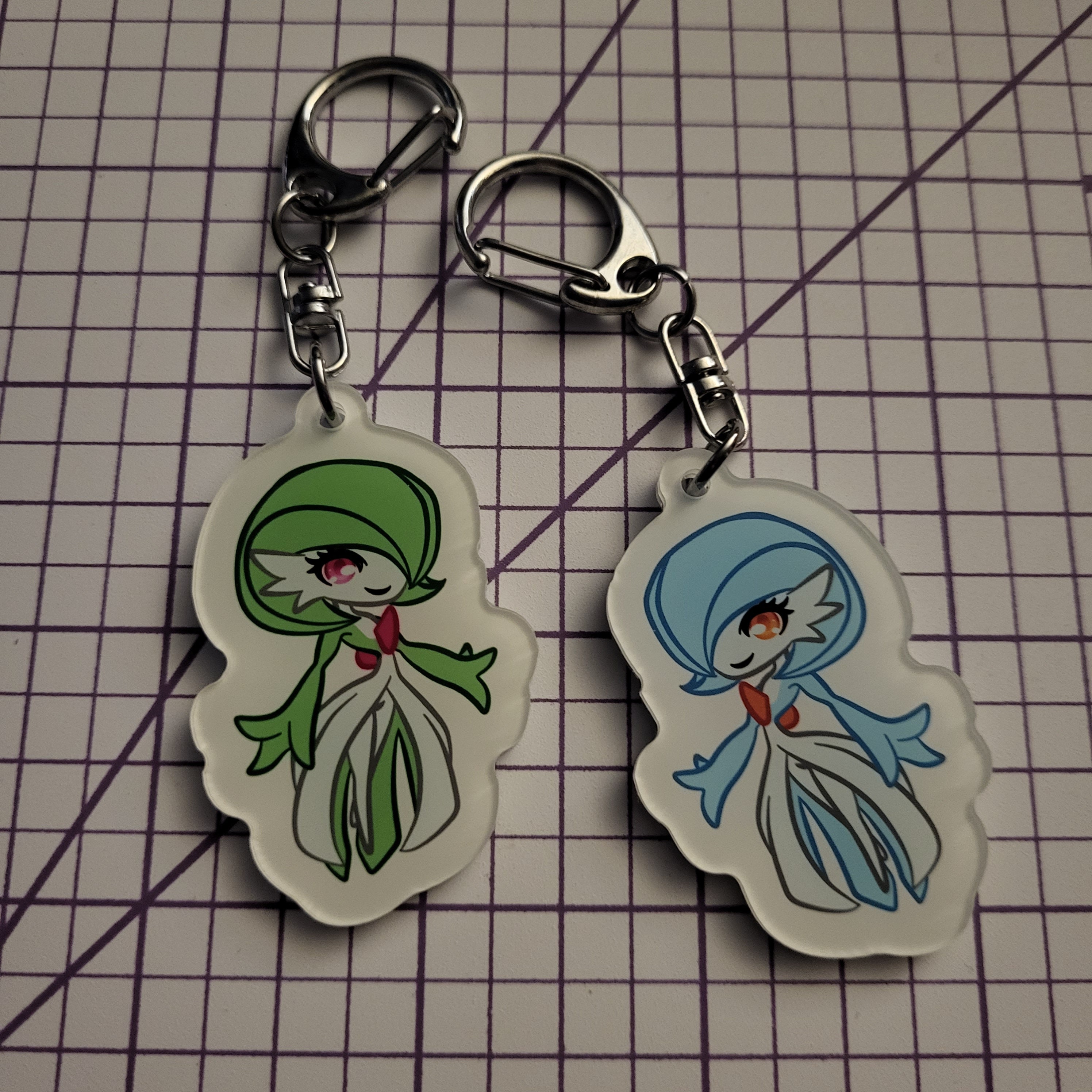 Gardevoir & Shiny Mega Gardevoir Epoxy Acrylic Keychain Charms - Bonnies Lab