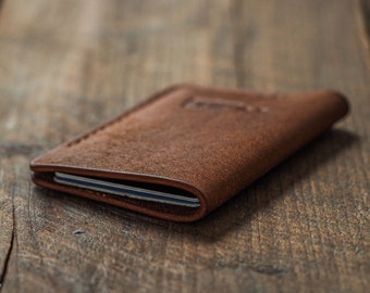 Crude Wallet | Handmade minimalist leather card holder made with vegetable tanned full grain Italian leather