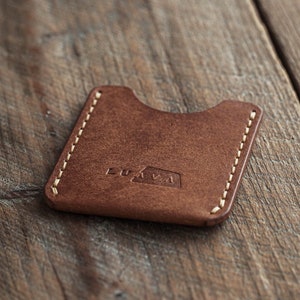 Luava handmade leather wallet card holder brown front