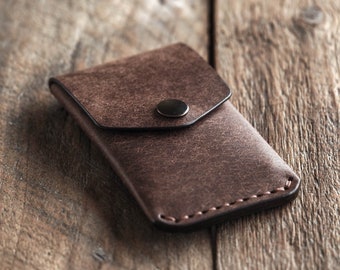 Messenger Wallet | Minimalist leather wallet | Dark brown leather wallet | Leather coin pouch | Dark brown card holder | Made in Finland