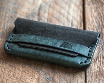 Gofer Wallet | Handmade minimalist leather wallet | blue leather wallet | edc wallet | blue card holder | card wallet | Handmade in Finland