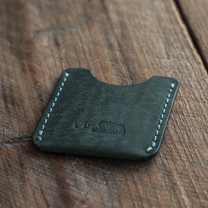 Luava handmade leather wallet card holder aqua blue