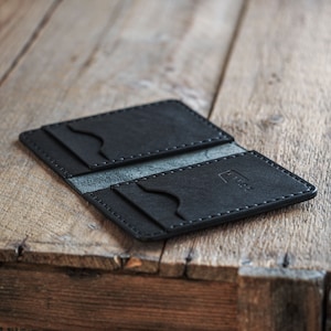 Luava handmade leather bifold wallet for men black