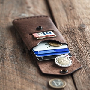 Cartera de mensajero, tarjetero de cuero minimalista, monedero resistente, billetera de cuero hecha a mano para hombres y mujeres