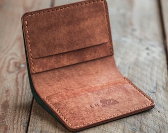 NERO Wallet | Handmade leather bi-fold wallet | Cognac brown wallet for men | Gift for him | Made in Finland