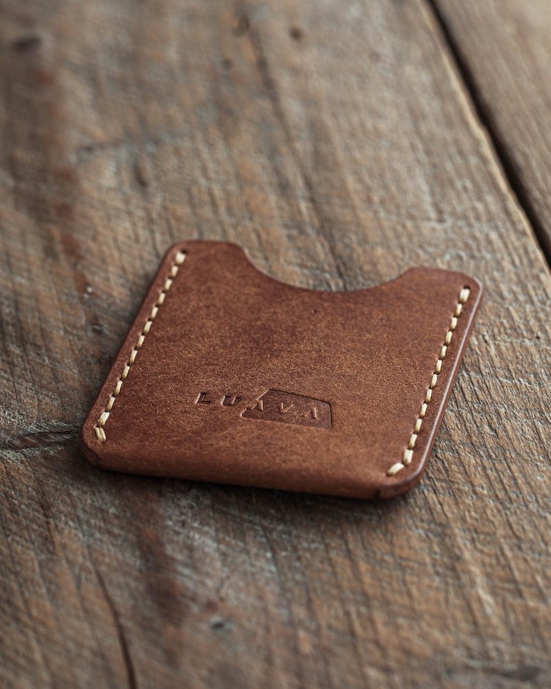 Luava handmade leather wallet card holder brown front