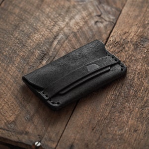 Luava handmade leather wallet card holder Gofer made in finland with vegetable tanned full grain leather. color option black front
