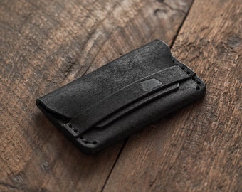 Gofer Wallet | Handmade minimalist leather wallet | black leather wallet | edc wallet | black card holder | card wallet | Made in Finland