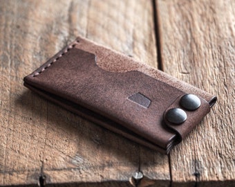 Flat Wallet | Dark brown card holder | Dark brown wallet made in Finland | vegetable tanned leather | front pocket wallet minimalist wallet