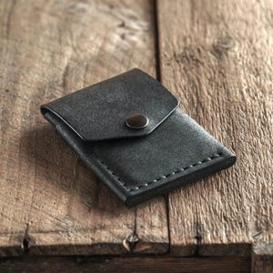 Overfold Wallet | Handmade minimalist leather wallet | black card holder | coin pouch | black coin wallet | black edc wallet made in Finland
