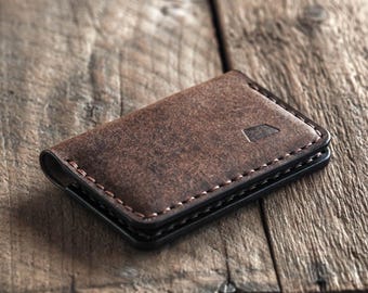 Handgefertigte Minimalistische Leder Bifold Brieftasche: Italienisches Vollkorn, Gesellen-Kartenhalter