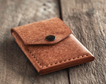 Overfold Wallet | Handmade minimalist leather wallet | brown card holder | coin pouch | brown coin wallet | brown wallet | made in Finland
