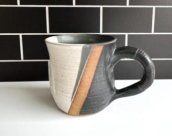 Handmade Black and White Clay Mug