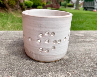 Handmade Unique White Ceramic Tea Light or Small Candle Holder with Tea Light