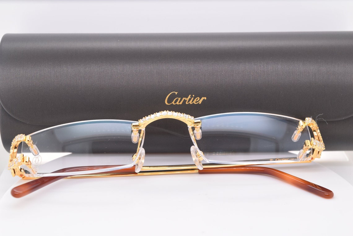 2.00CT Bust Down Cartier Glasses Custom Diamond Cartier Frames Etsy