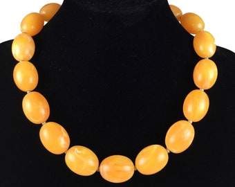 Vintage necklace * beaded ball yellow * Mid Century jewelry