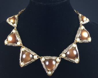 Vintage Designer NAPIER Statement Moonglow Perlen Halskette