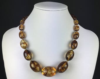 Vintage Necklace * Beaded balls brown * Mid century jewelry